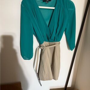 Forever 21 Teal and Beige Romper